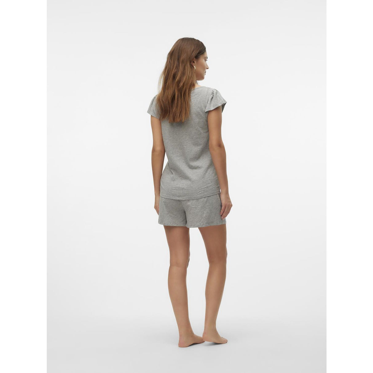 Mama;licious Light Grey Melange Mlmira Lgm Lia Cap Jrs Pyjamas 2F Noos