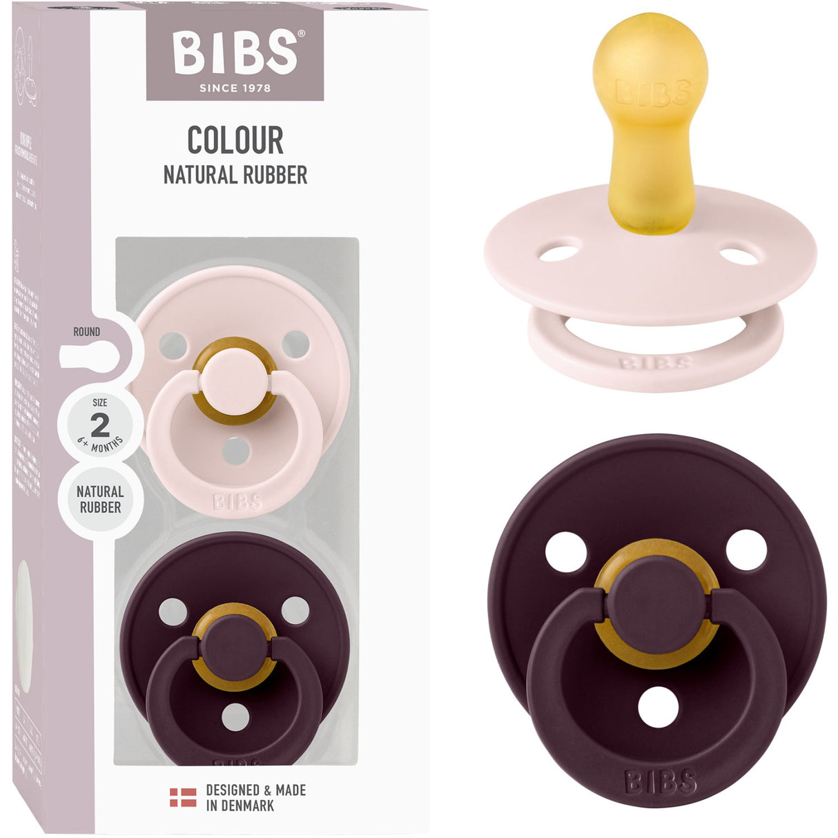 Bibs Petal Pacifier Colour 2-Pack Latex Plum