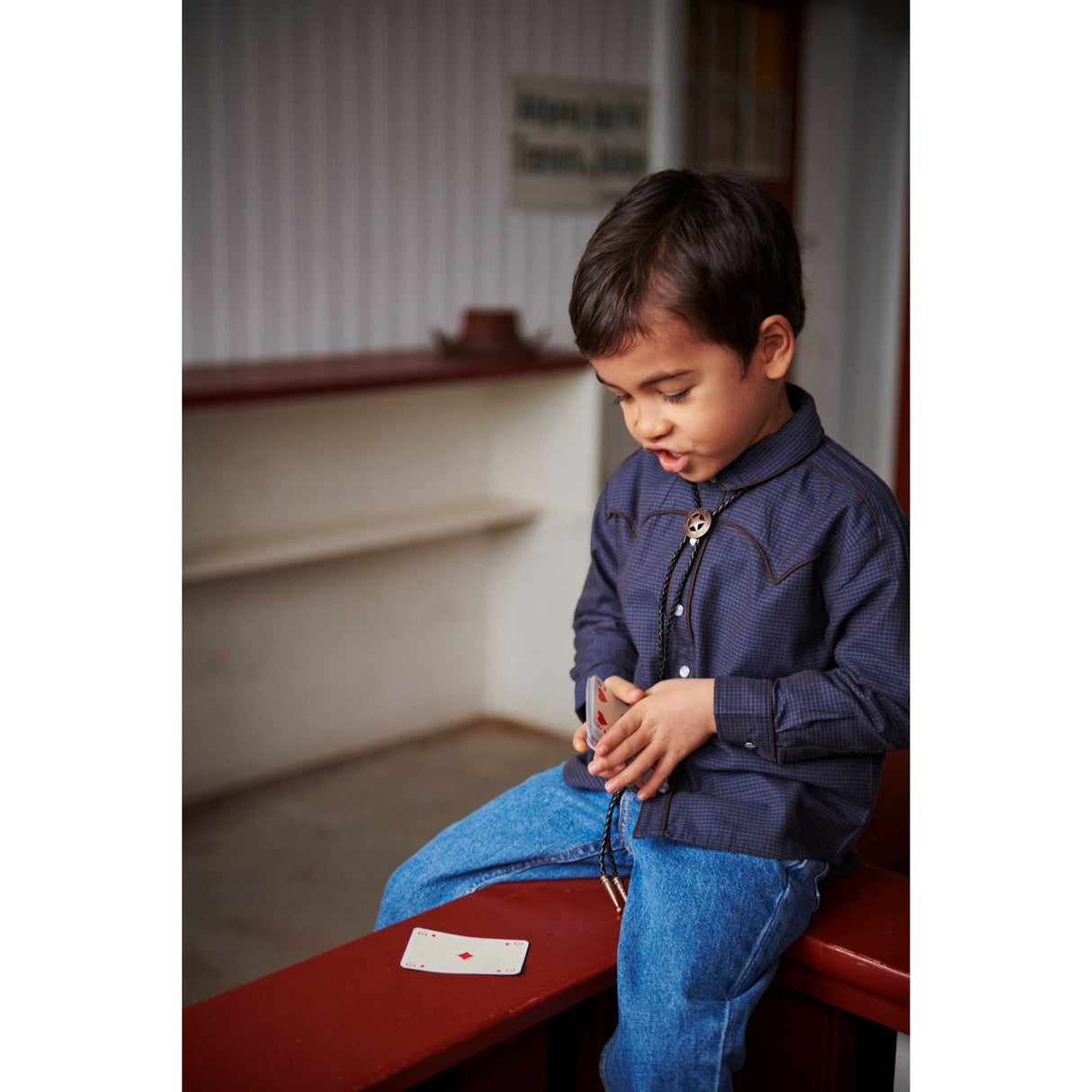 COPENHAGEN COLORS Brown/Blue Check Comb. Checkered Cowboy Shirt