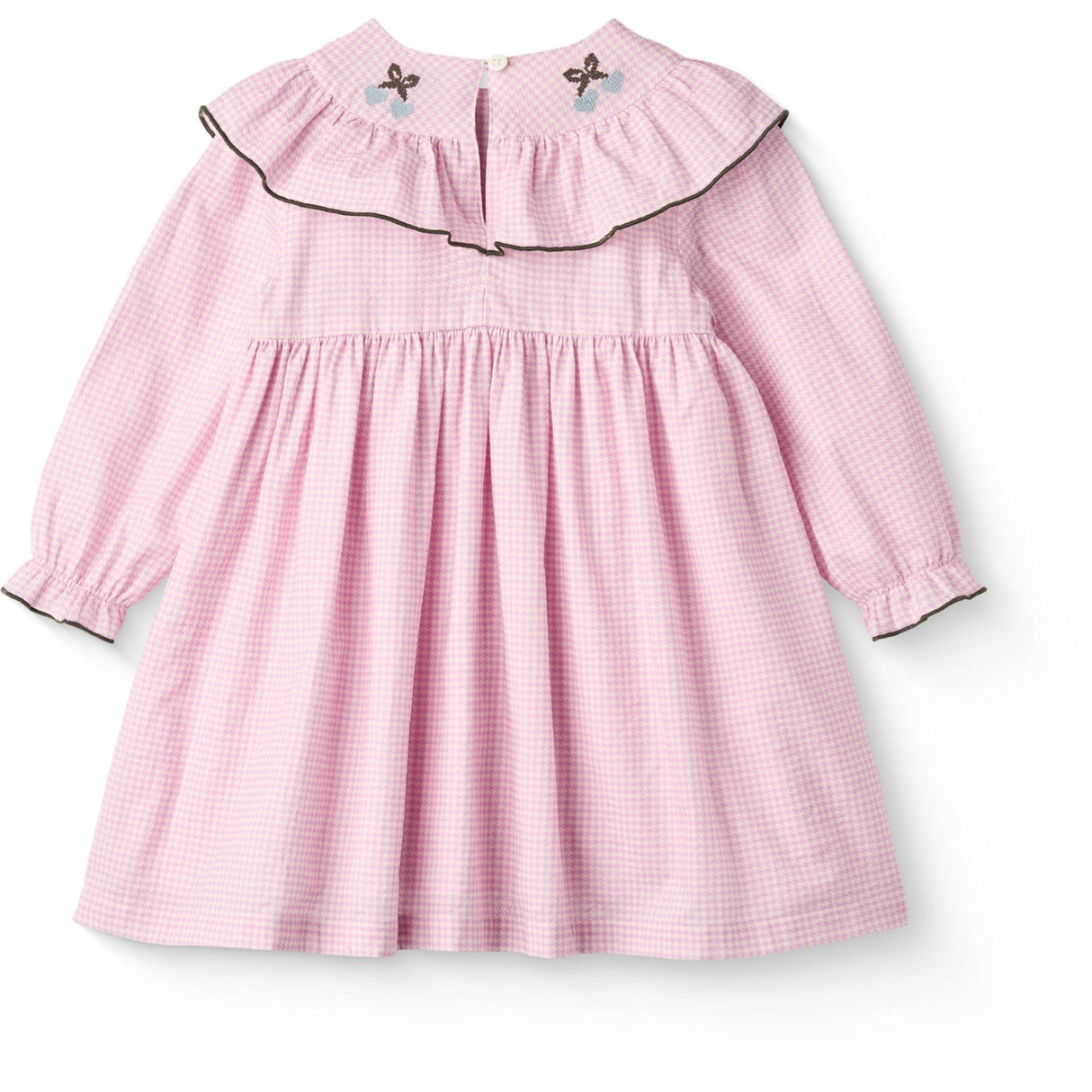 COPENHAGEN COLORS Syringa Comb. Houndstooth Frill Dress W. Embroidery