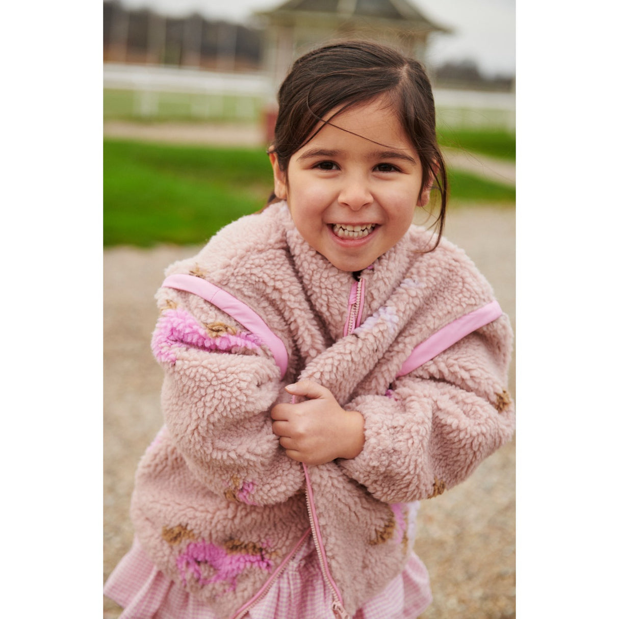 COPENHAGEN COLORS Rose/Unicorn Comb. Printed Teddy Jacket W. Removable Sleeves