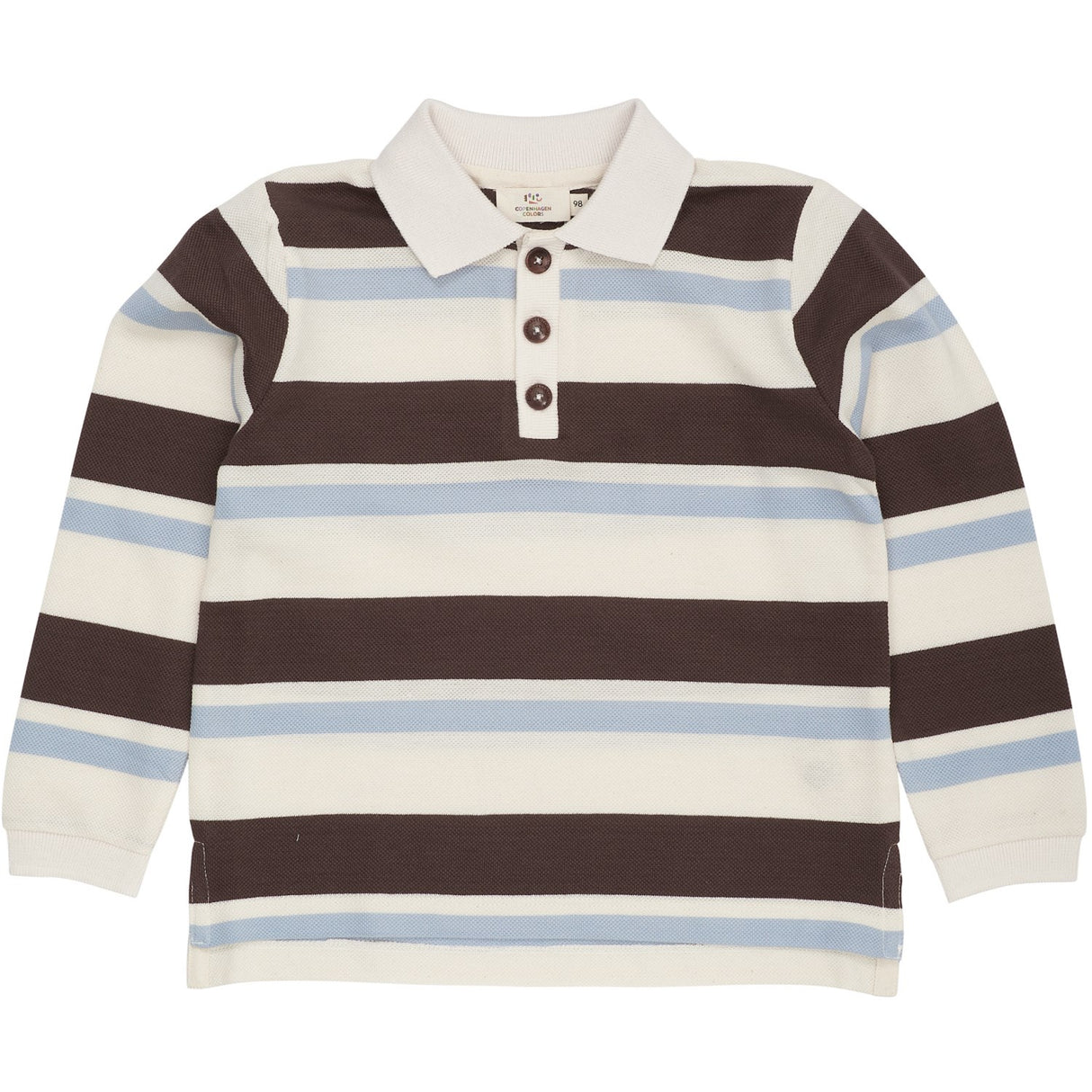 COPENHAGEN COLORS Dusty Blue Combi Striped Pique Polo Blouse