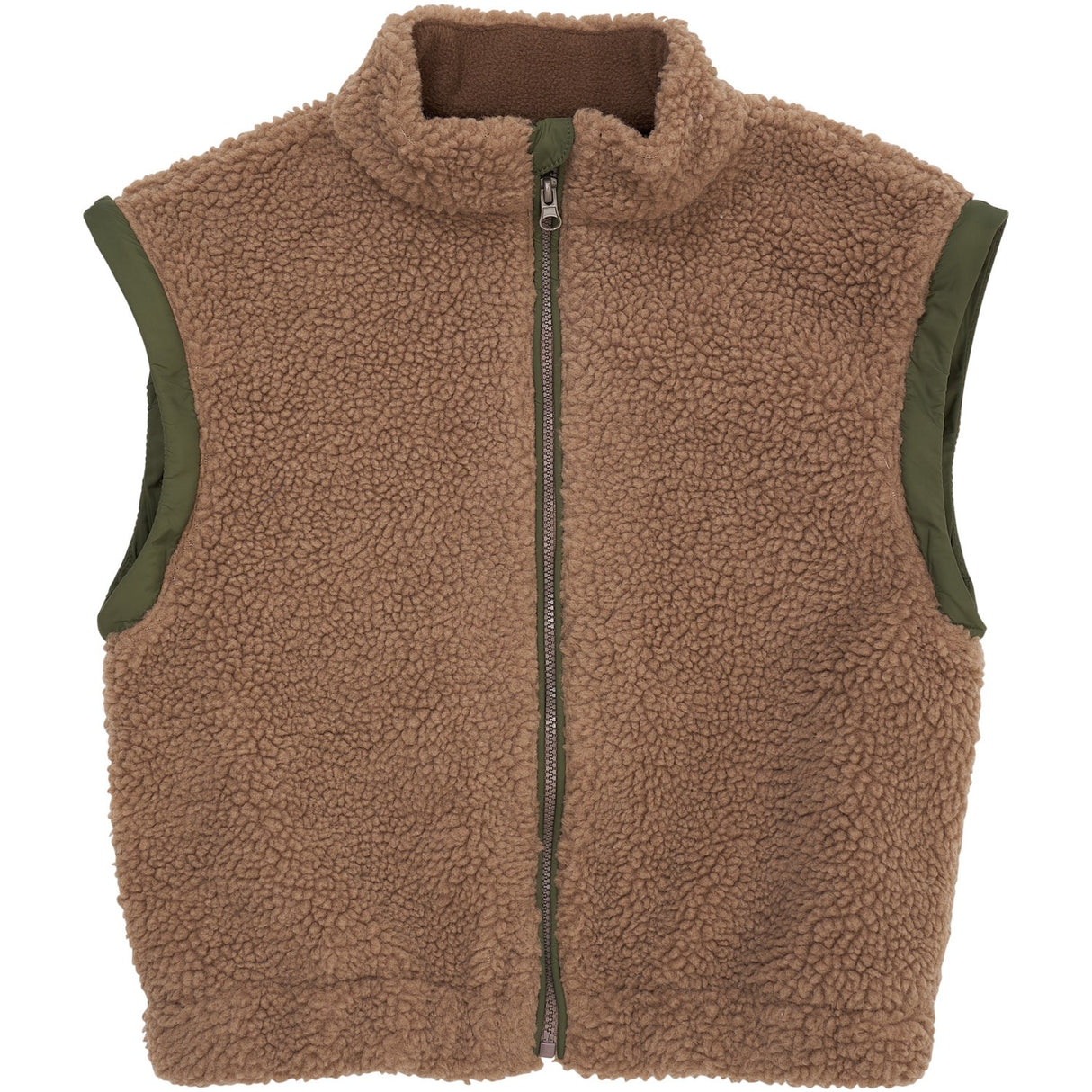 COPENHAGEN COLORS Natural/Green Comb. Teddy Jacket W. Removable Sleeves
