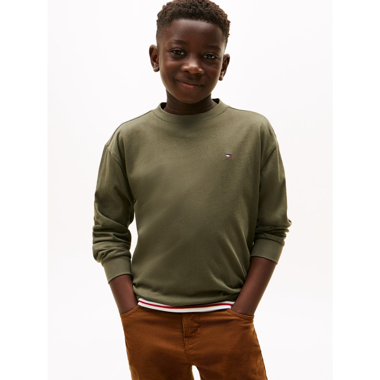 Tommy Hilfiger Pewter Green Essential T-Shirt Ls