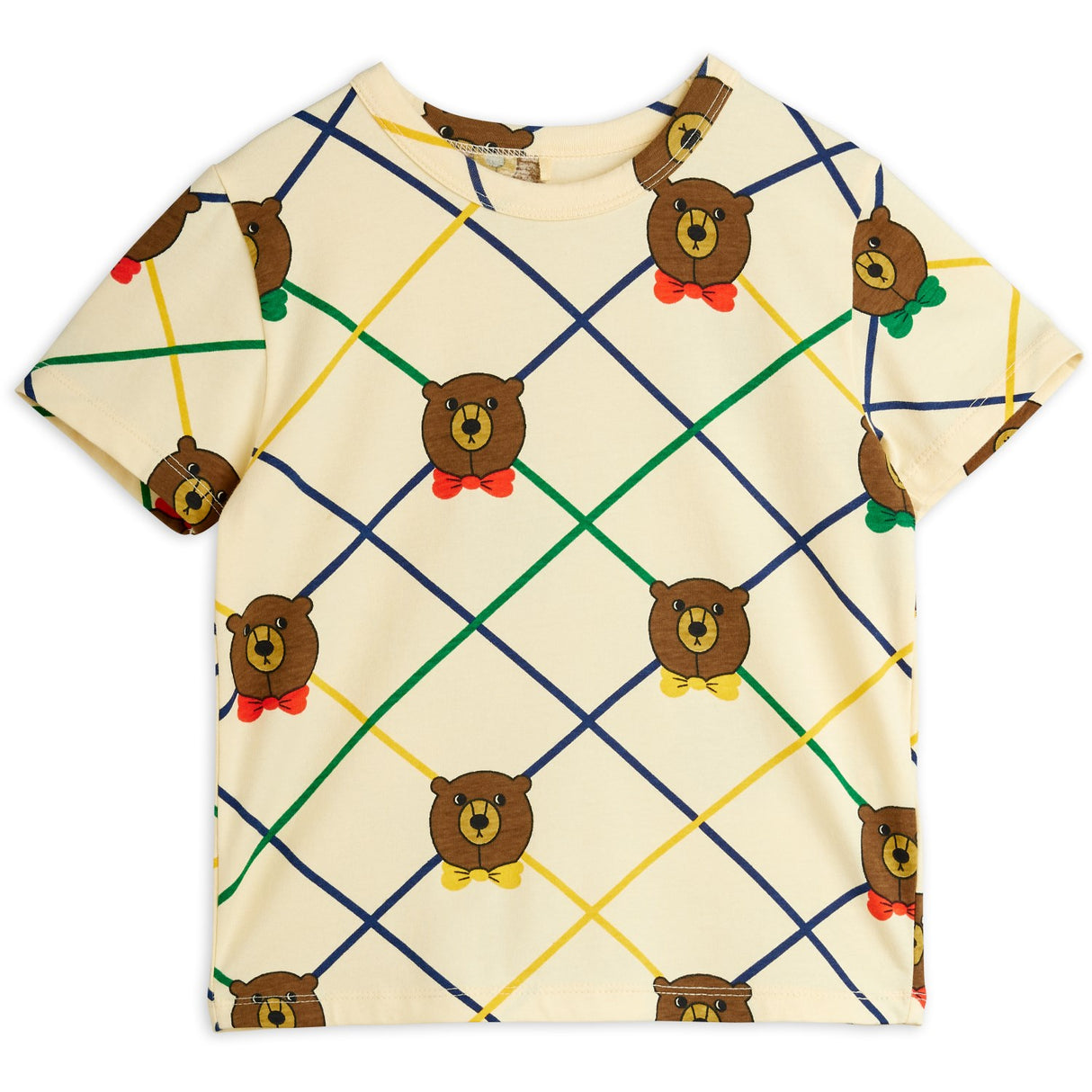 Mini Rodini Off-white Bear Check AOP Ss Tee