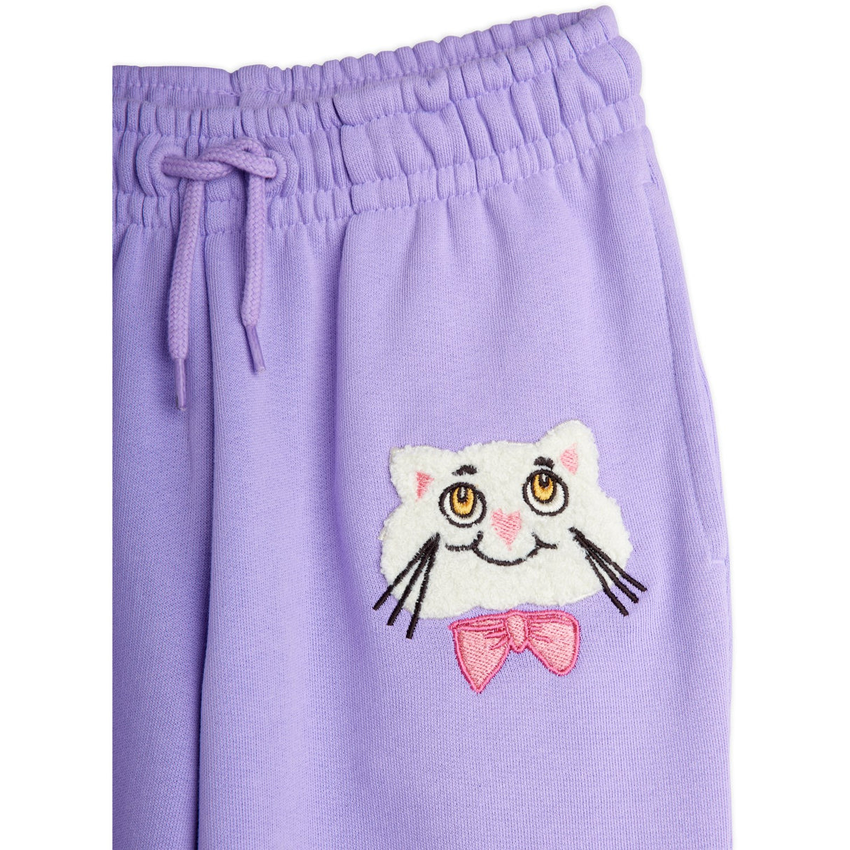 Mini Rodini Purple Cat With Bowtie Chenille Sweatpants