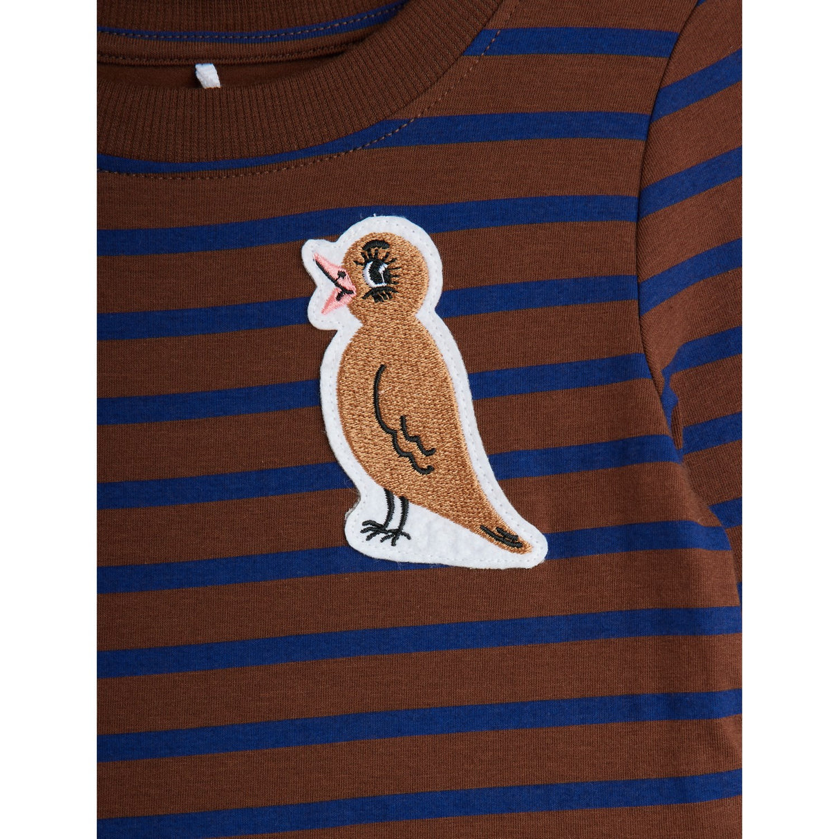 Mini Rodini Brown Stripe Bird Patch Ls Dress