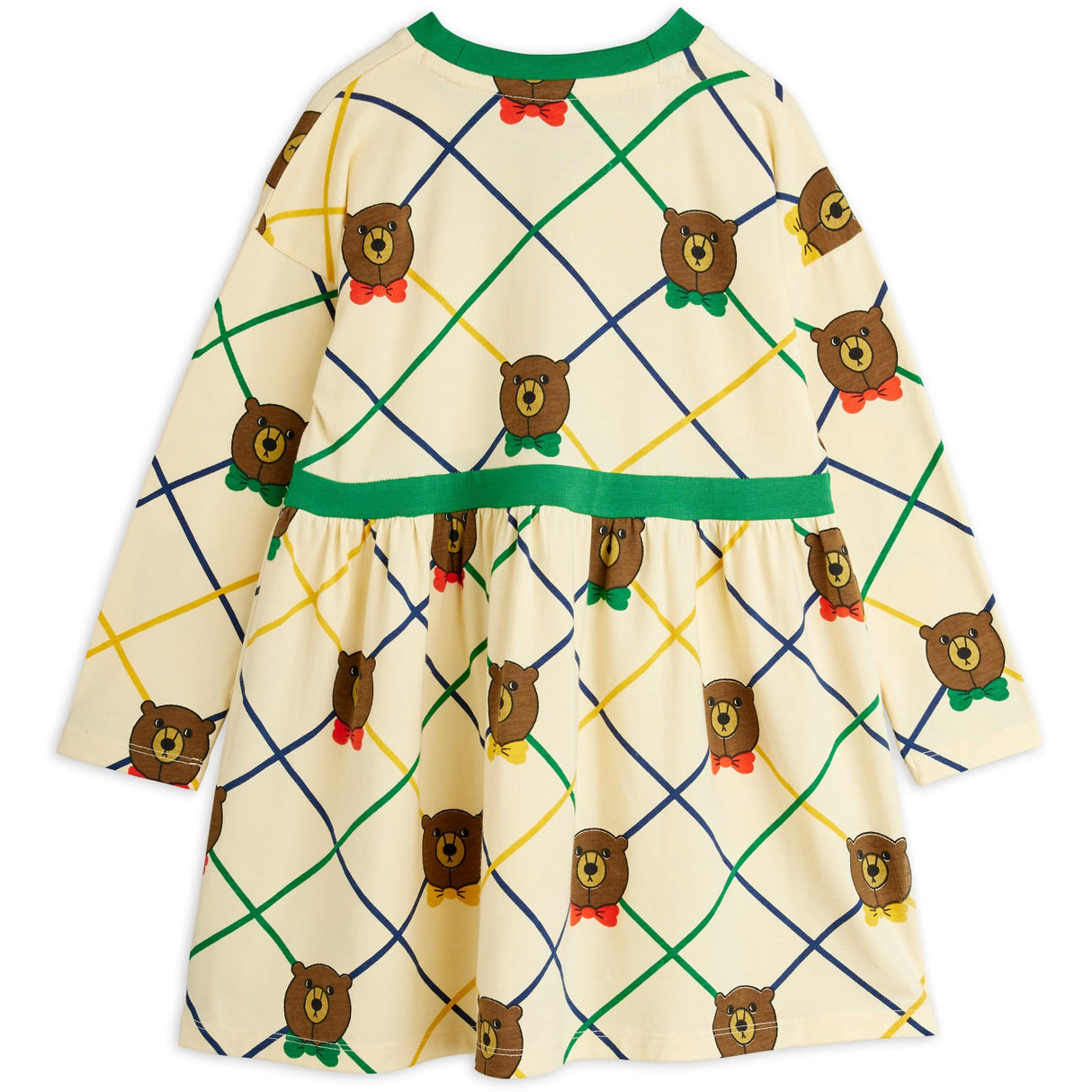 Mini Rodini Off-white Bear Check AOP Ls Dress