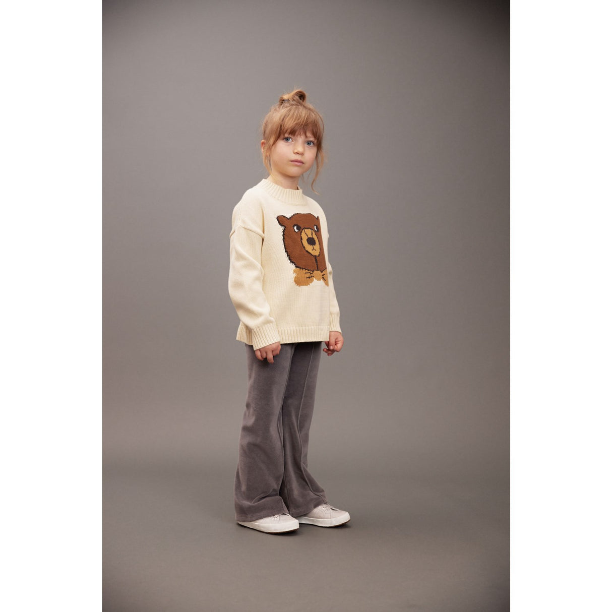 Mini Rodini Off-white Bear Intarsia Knit Sweater