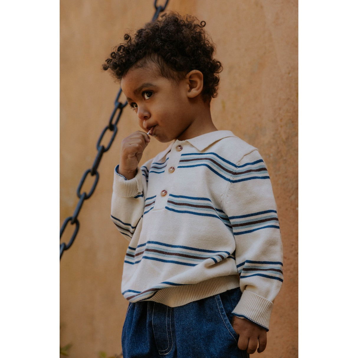 Fliink Sandshell Stripe Benny Ls Polo