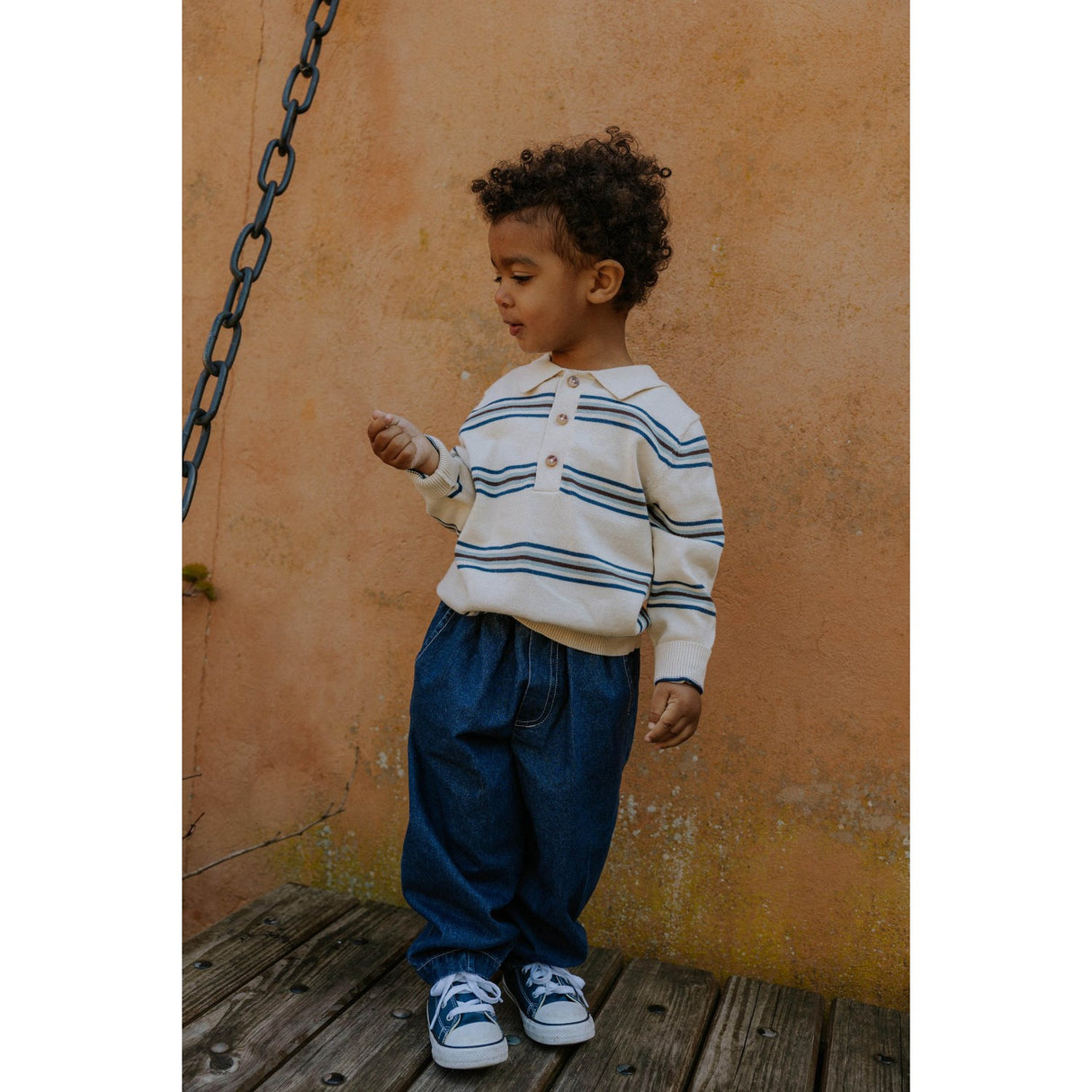 Fliink Sandshell Stripe Benny Ls Polo