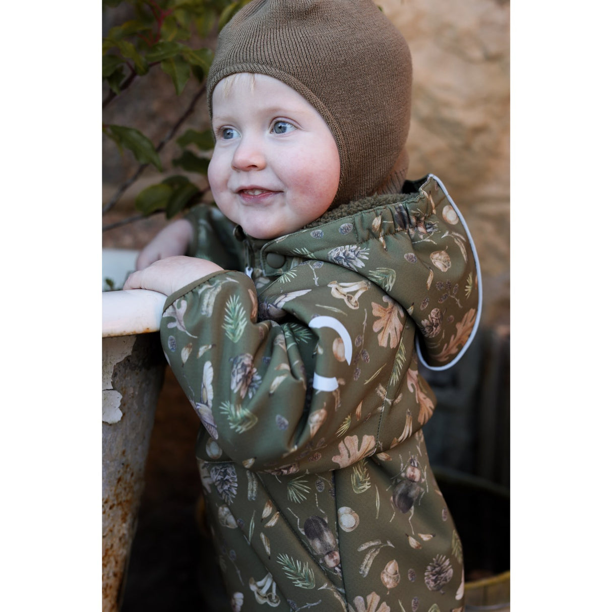Mikk-Line Burnt Olive Polyester Baby Jacket AOP