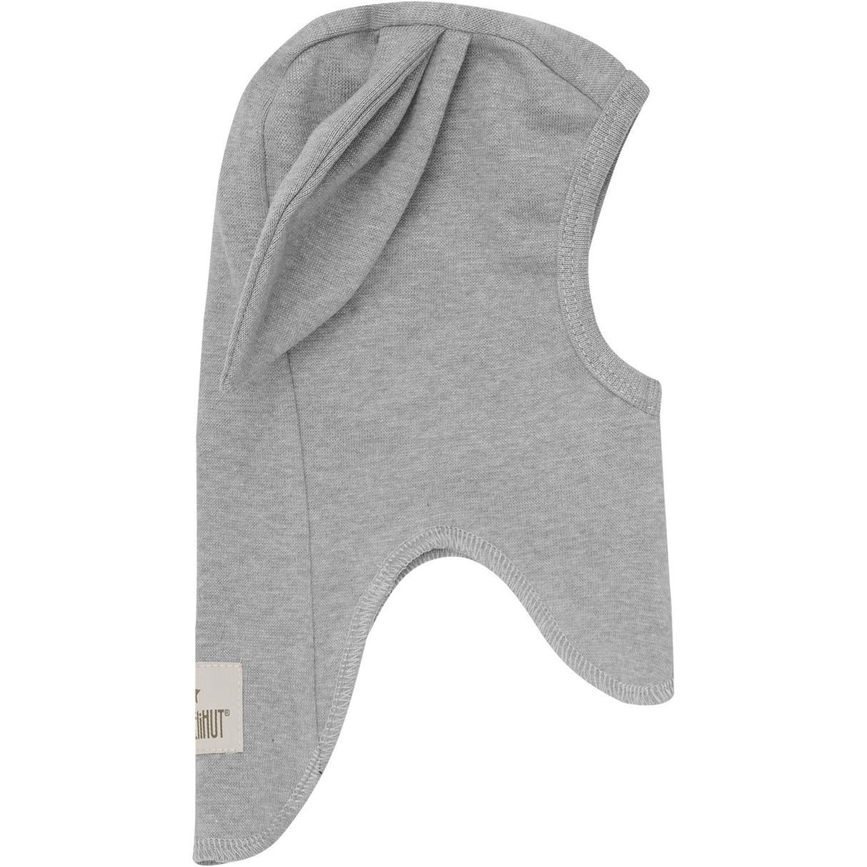 Huttelihut Medium Grey Melange Balaclava Ears Cotton Rib