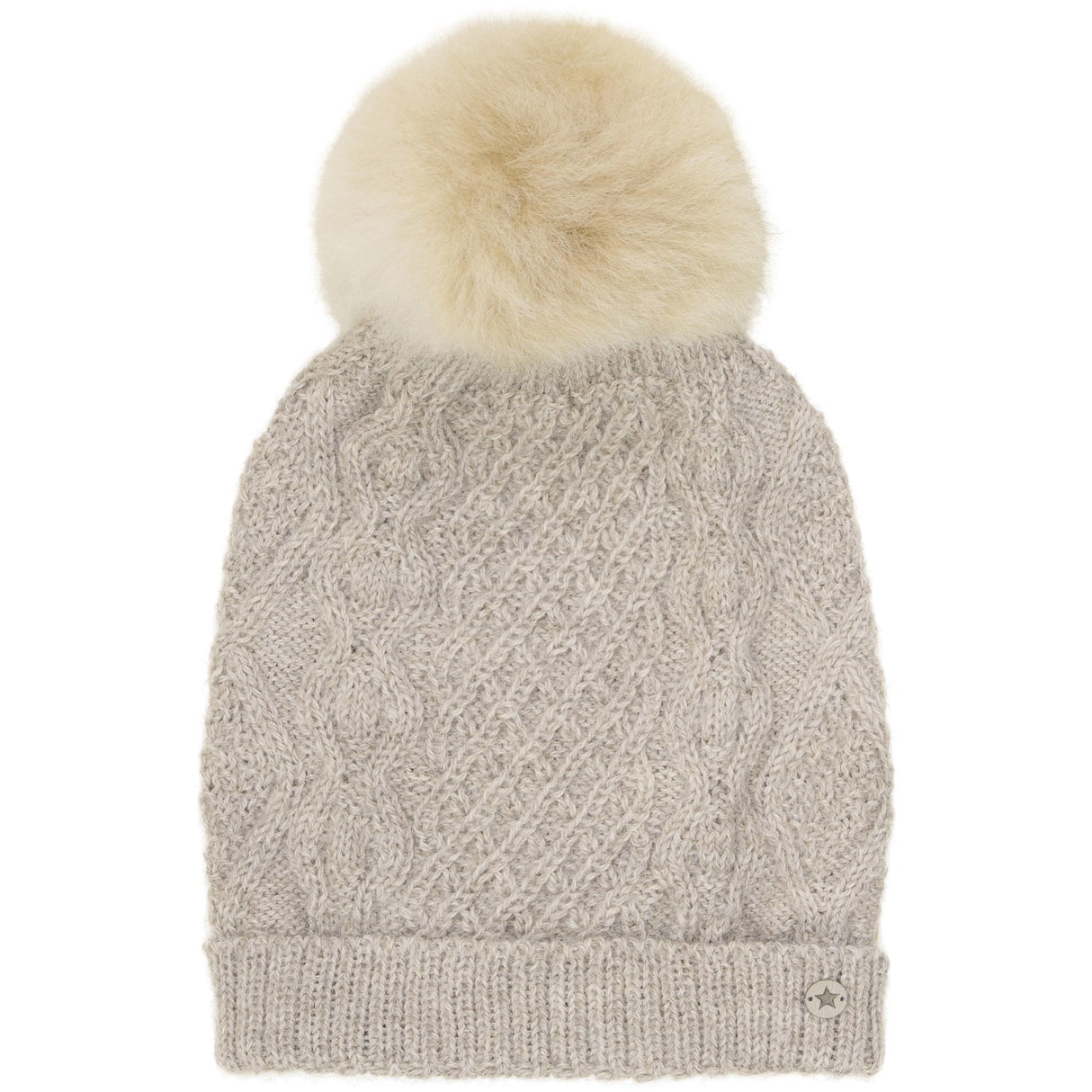Huttelihut Camel Melange Hat Wool Knit Alpaca Pompom