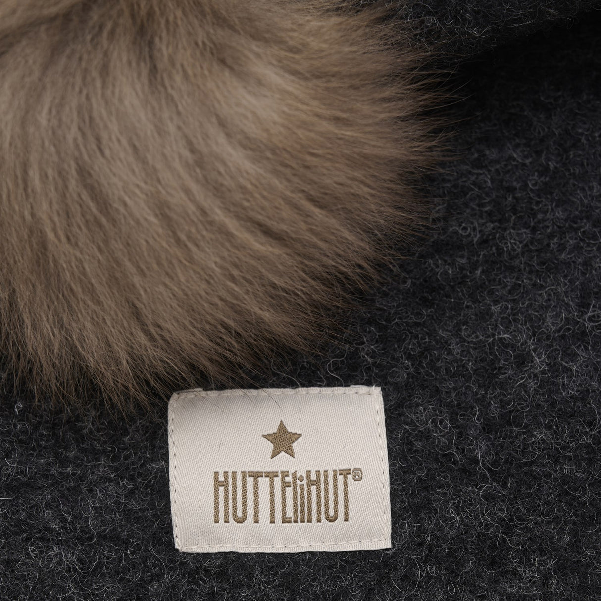 Huttelihut Dark Grey Melange Balaclava Wool Alpaca Pompoms