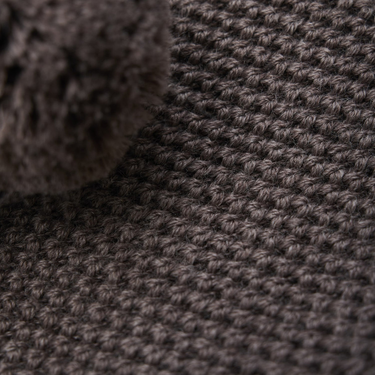 Huttelihut Brown Melange Balaclava Windstop Pompoms