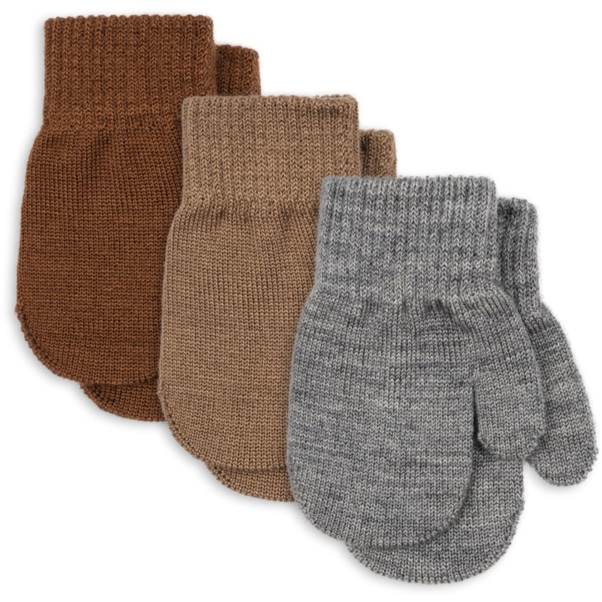 Konges Sløjd Grey Melange/Beige/Brown 3 Pack Filla Mittens