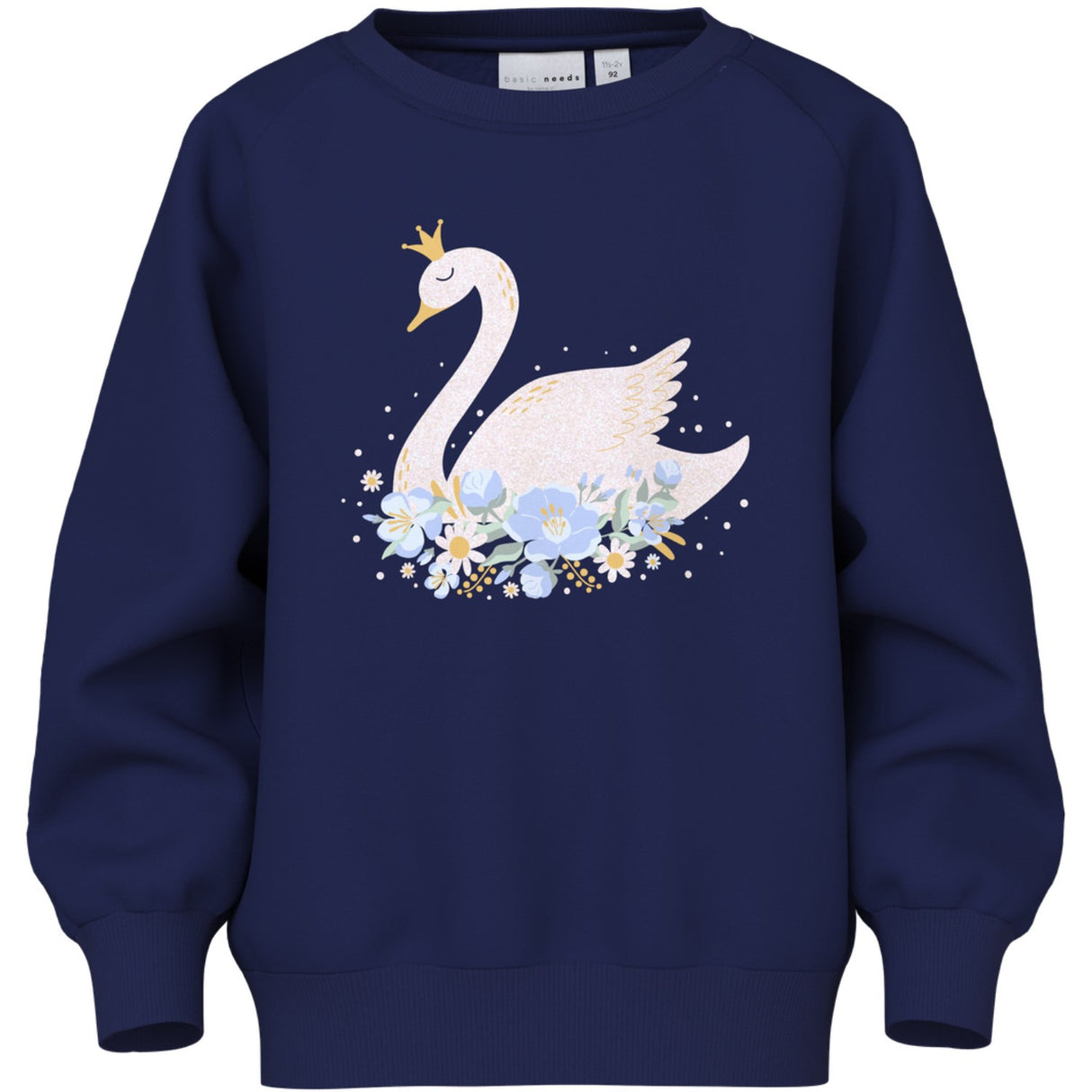 Name It Beacon Blue Princess Swan Nmfvenus Ls Nreg Sweat Bru