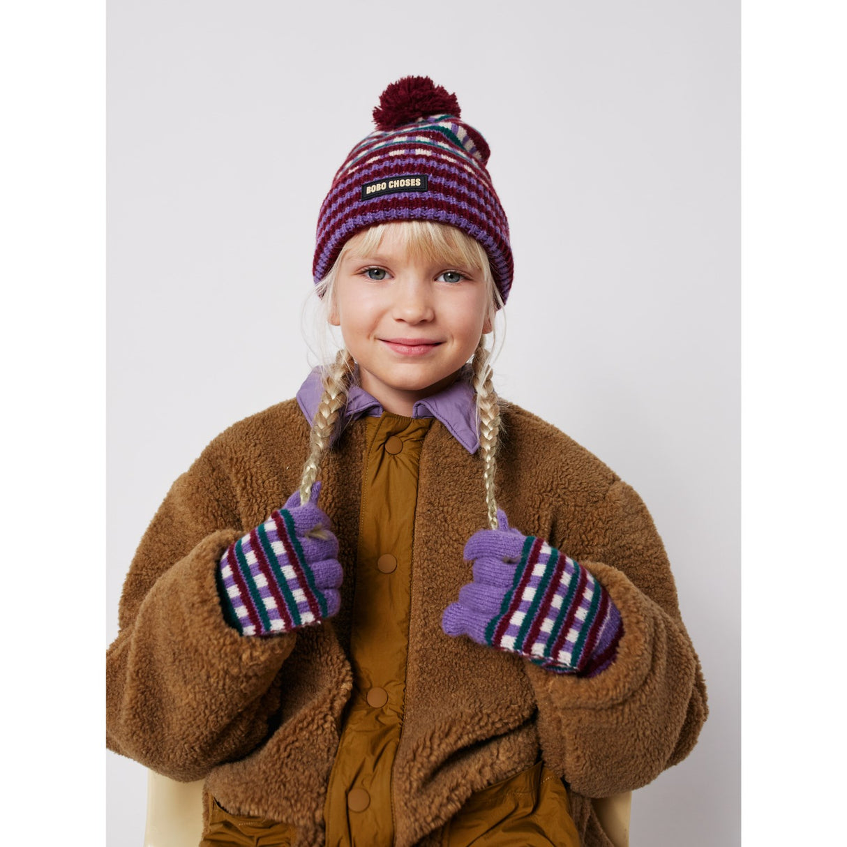 Bobo Choses Purple Jacquard Long Gloves