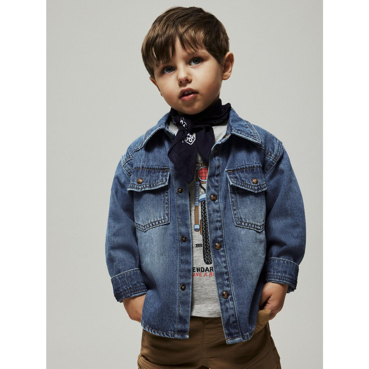 Name It Medium Blue Denim Nmmblue Oz Dnm Ls Shirt 6677-Ov B