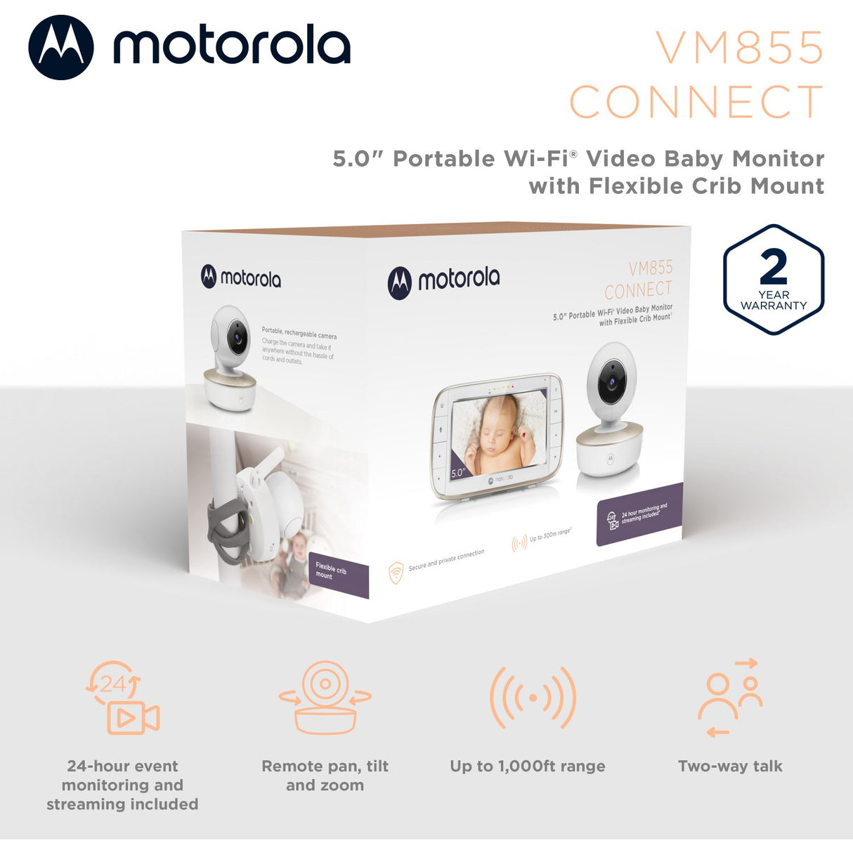 Motorola White Baby Monitor VM855 Connect