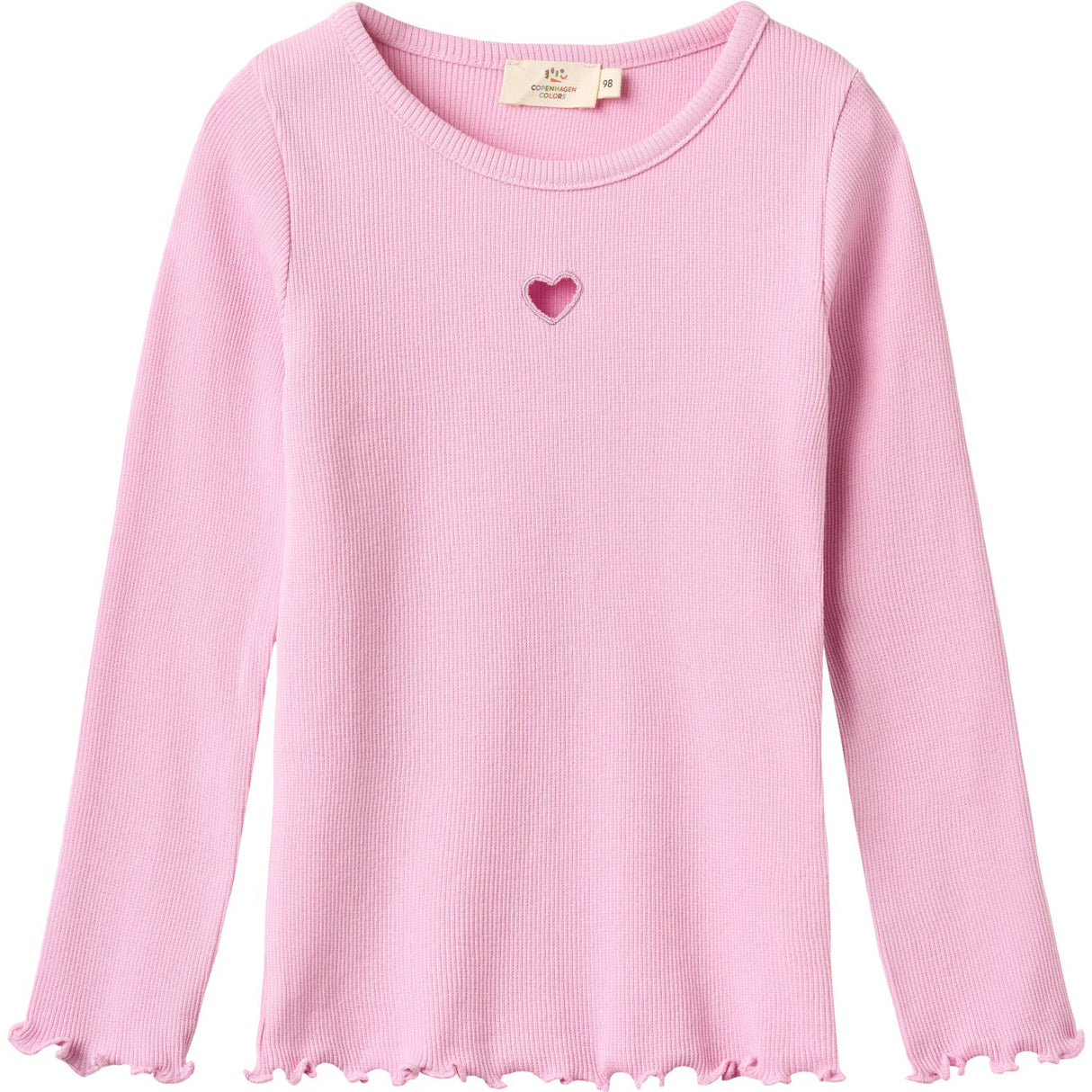 COPENHAGEN COLORS Syringa Modal Rib Ls Tee W. Heart Hole Pattern