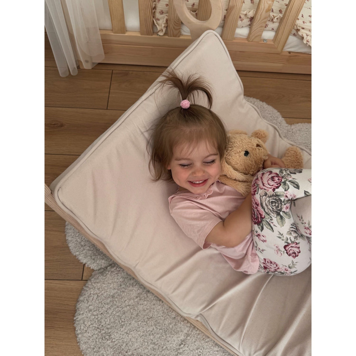 Woobiboo Natural Montessori Rocker With Beige Mattress And Slide-Climber L