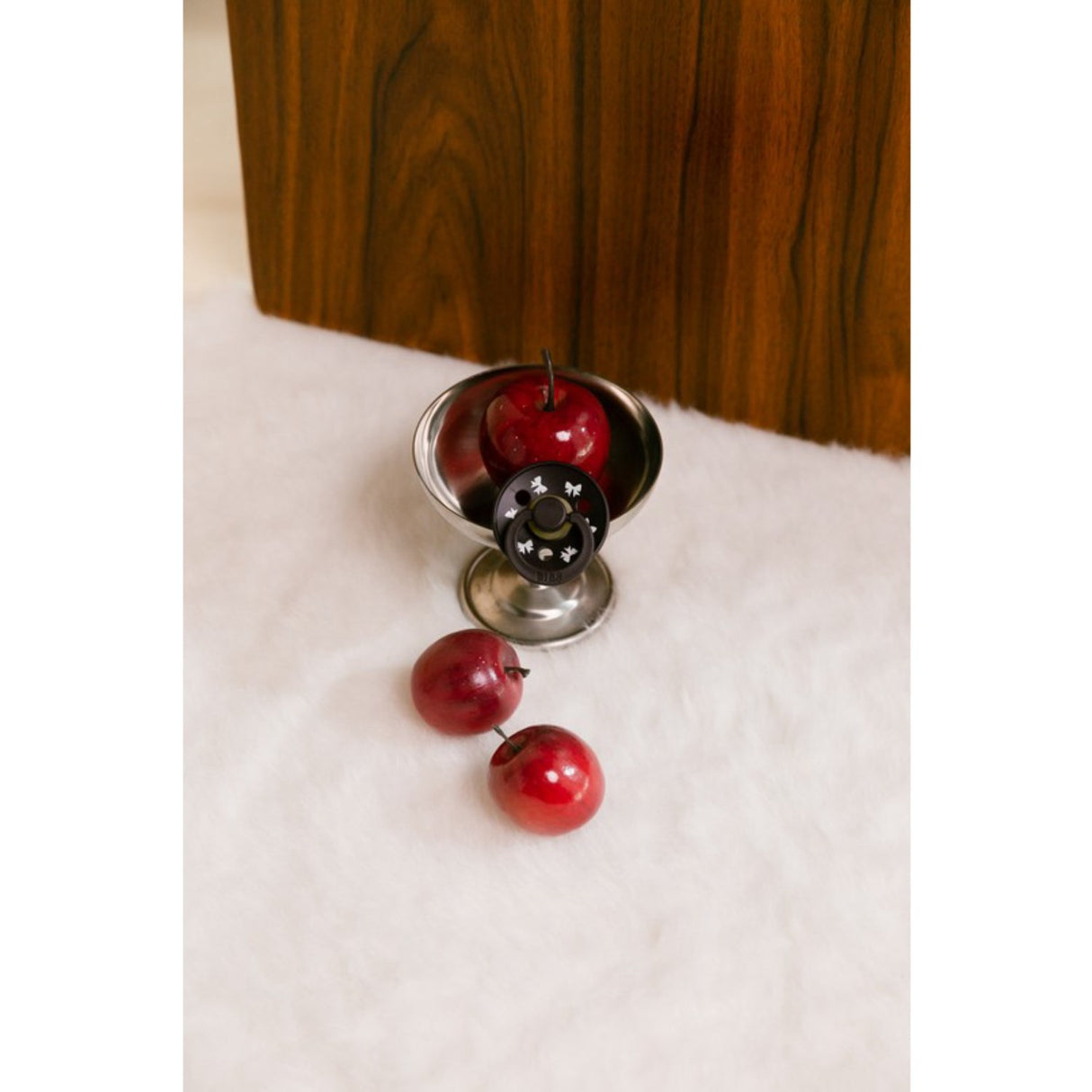 Bibs Ivory/Plum Pacifier Colour Holiday Bow 2-Pack Latex