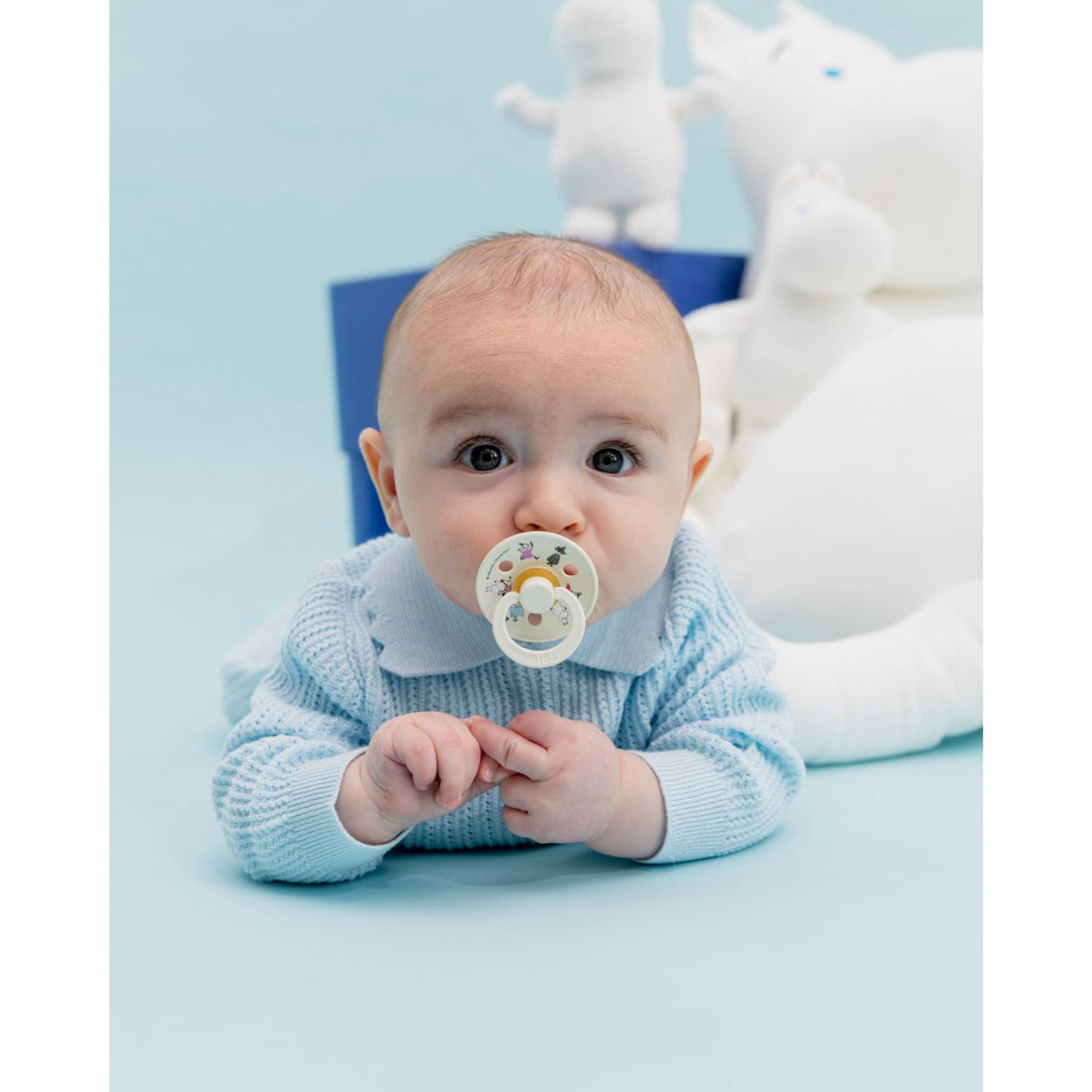 Bibs X Moomin Ivory/sage Colour Pacifier & Loop Clip Gift Set Latex