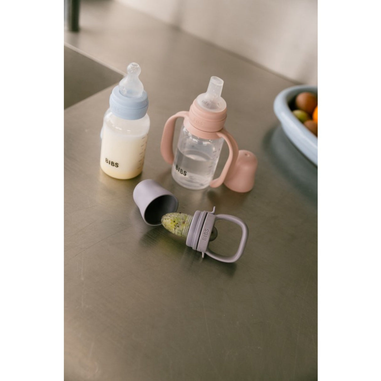 Bibs Blush Baby Sippy Bottle Spout Round Silicone Slow Flow