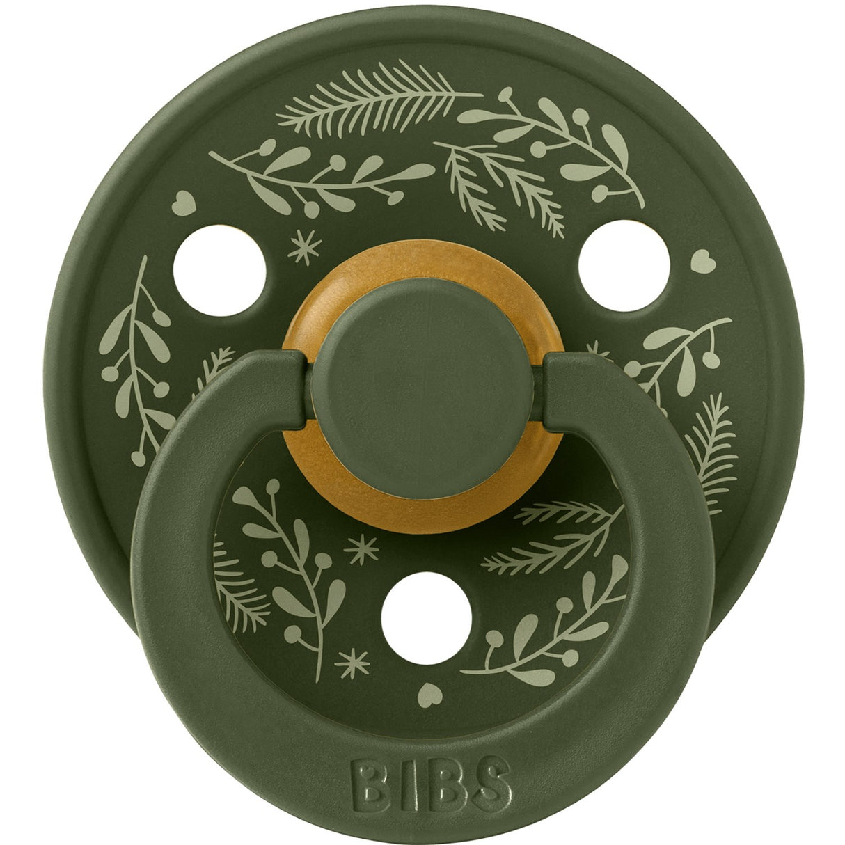 Bibs Sage/Hunter Green Pacifier Colour Holiday Leaf 2-Pack Latex