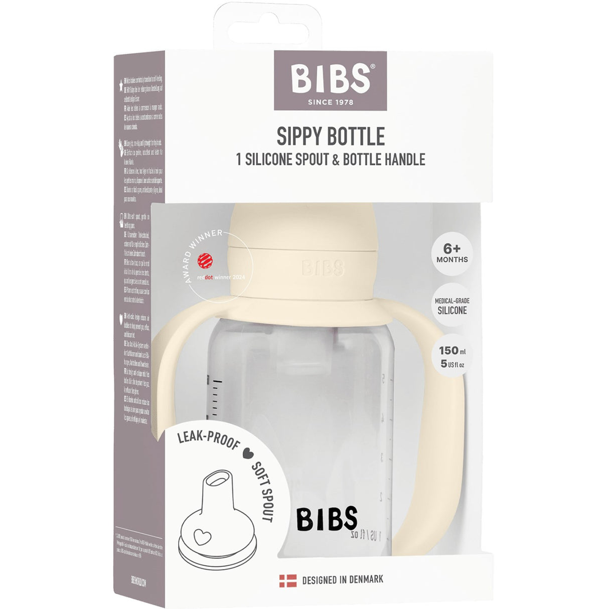 Bibs Ivory Baby Sippy Bottle Spout Round Silicone Slow Flow
