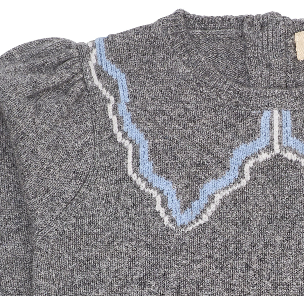 COPENHAGEN COLORS Dk Grey/Blue Comb. Cashmere Blouse W. Collar Deco