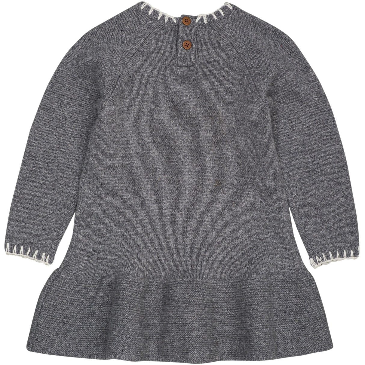 COPENHAGEN COLORS Dk Grey/Cream Comb. Lambswool Dress W. Bow