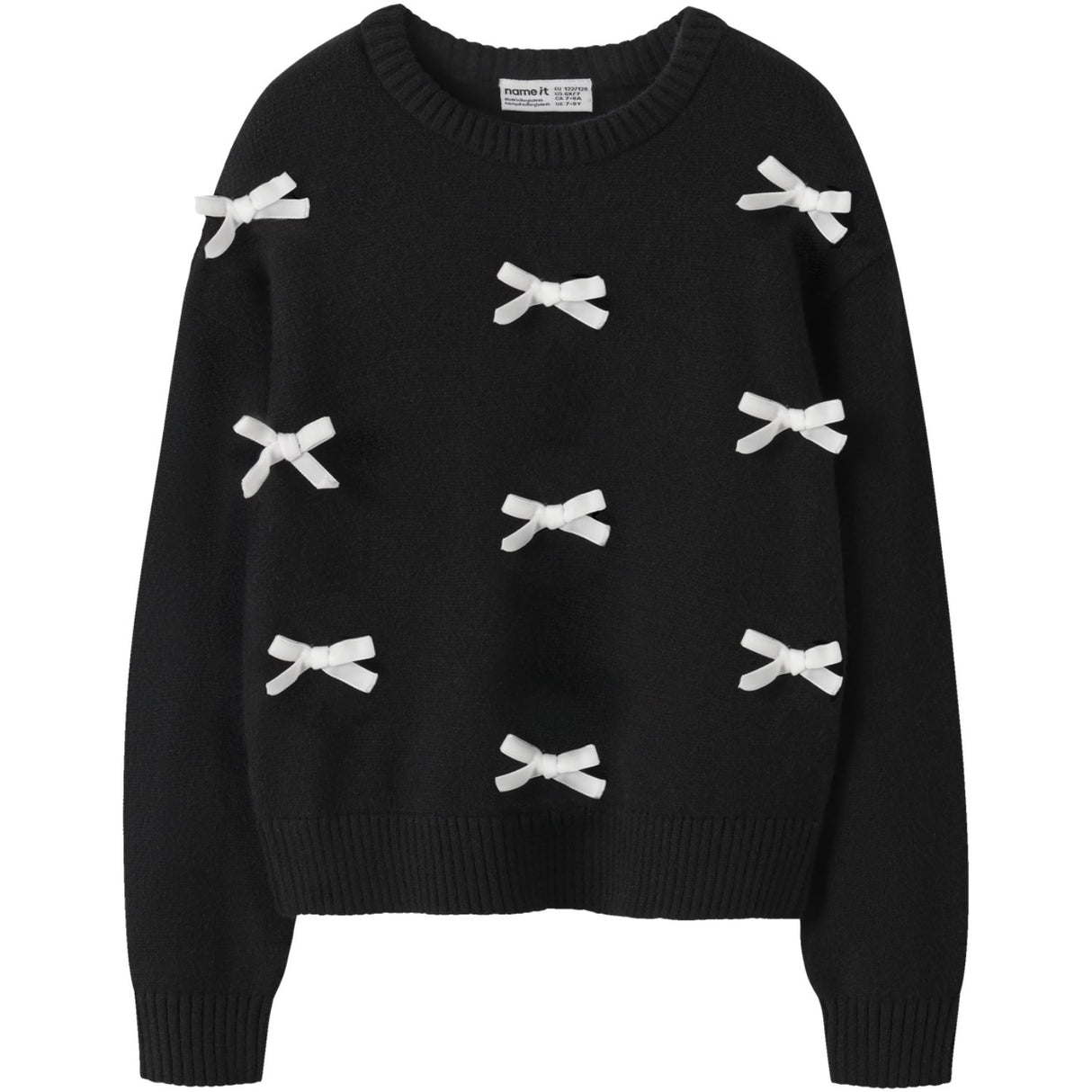 Name It Black Bright White Bow Nkfsonja Ls Knit