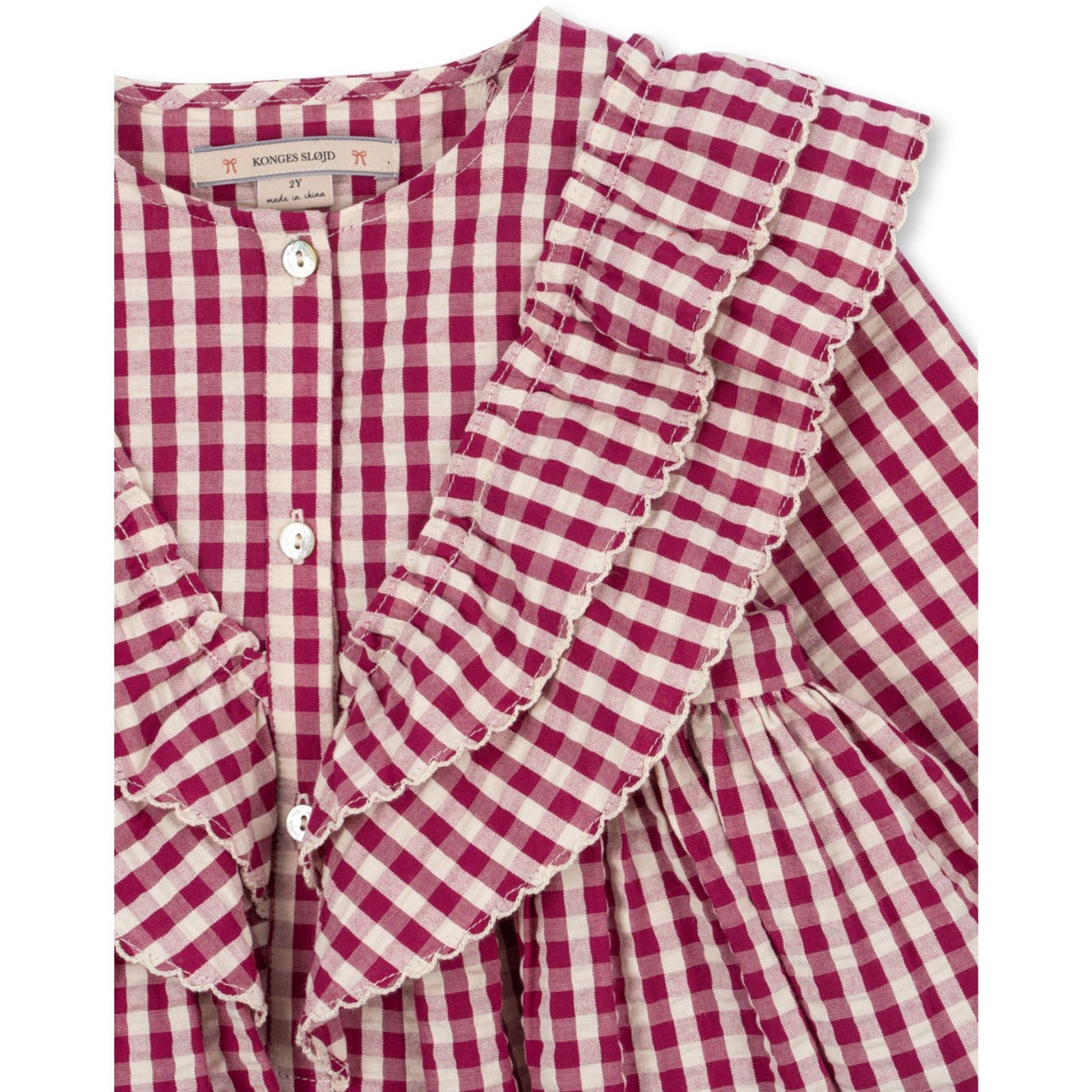 Konges Sløjd Sangria/Butter Check Kim Dress GOTS