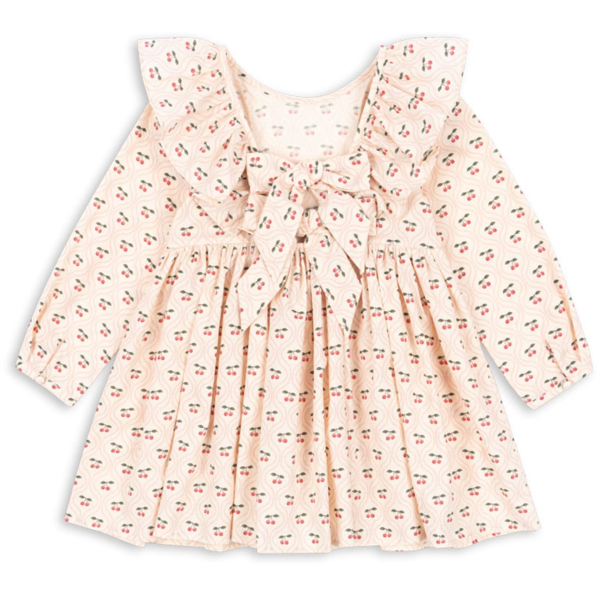 Konges Sløjd Cherry Pink Motif Cianna Ls Bow Dress GOTS