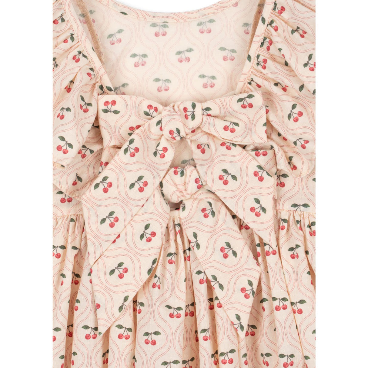 Konges Sløjd Cherry Pink Motif Cianna Ls Bow Dress GOTS