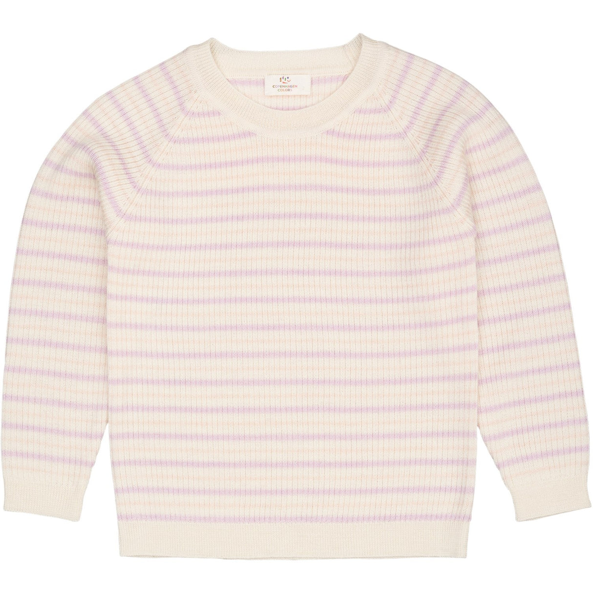 COPENHAGEN COLORS Cream/Lavender/Dusty Rose Combi Merino Classic Rib Blouse