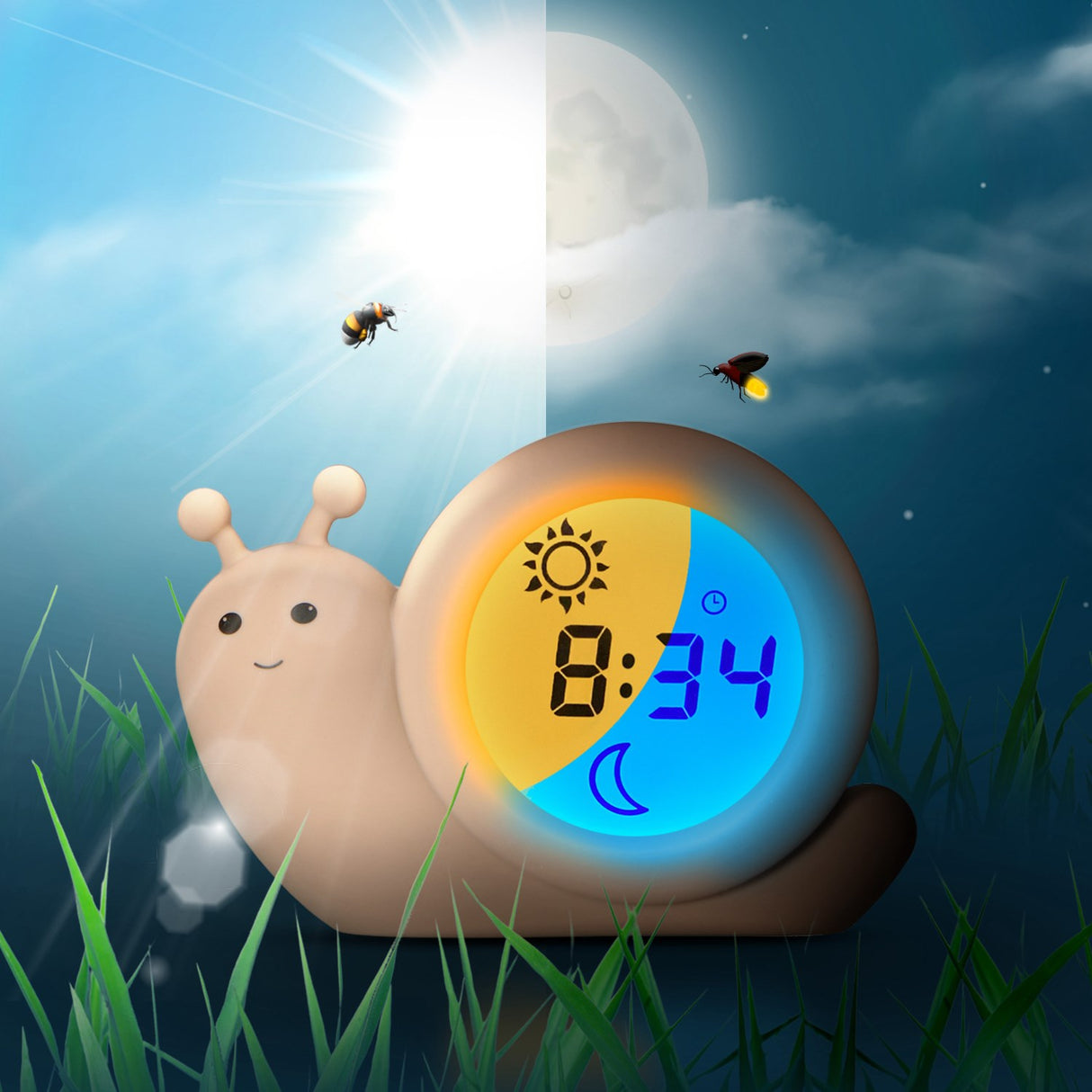 Alecto Beige Sleep Trainer Night Light And Alarm Clock