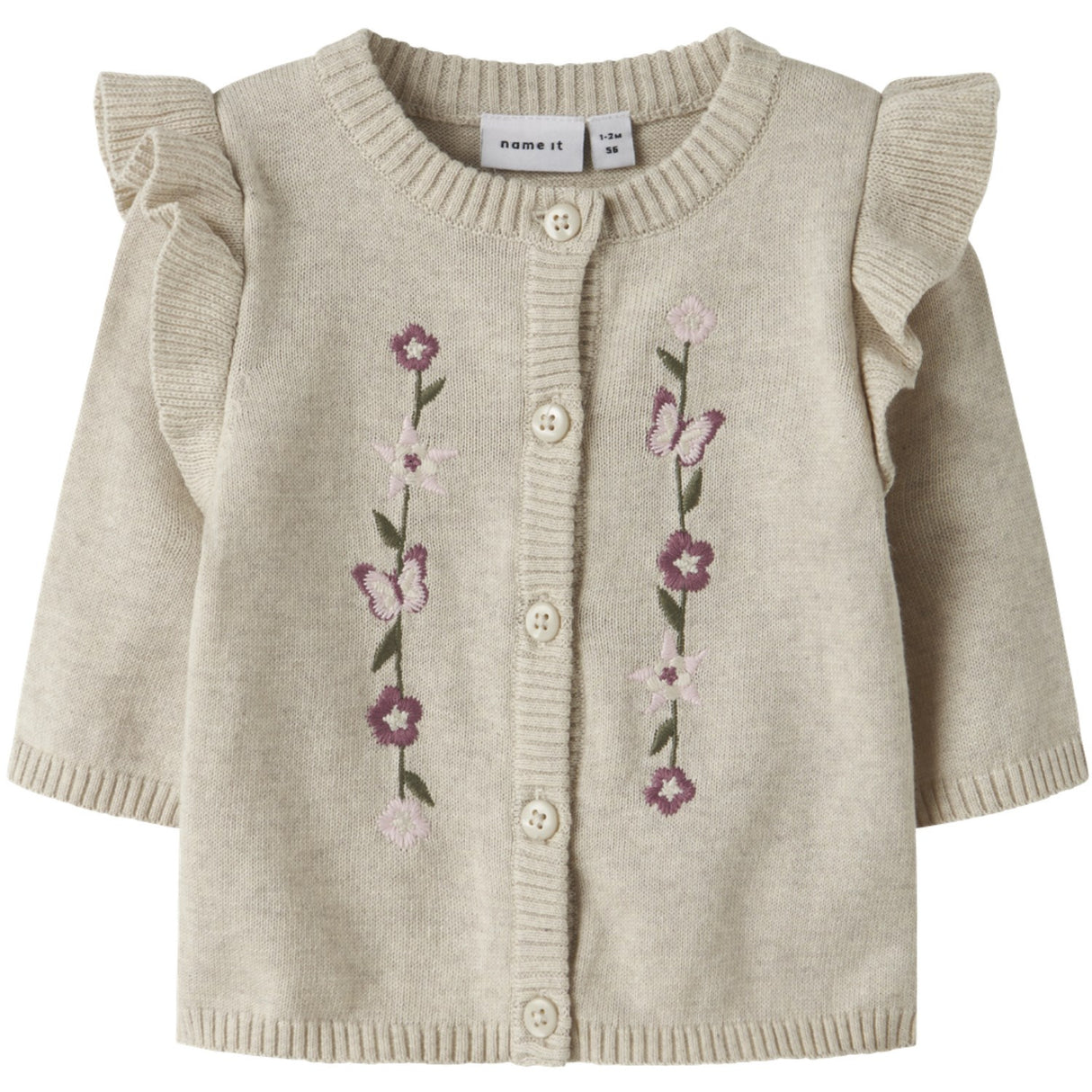 Name It Peyote Melange Nbfflowers Ls Knit Card