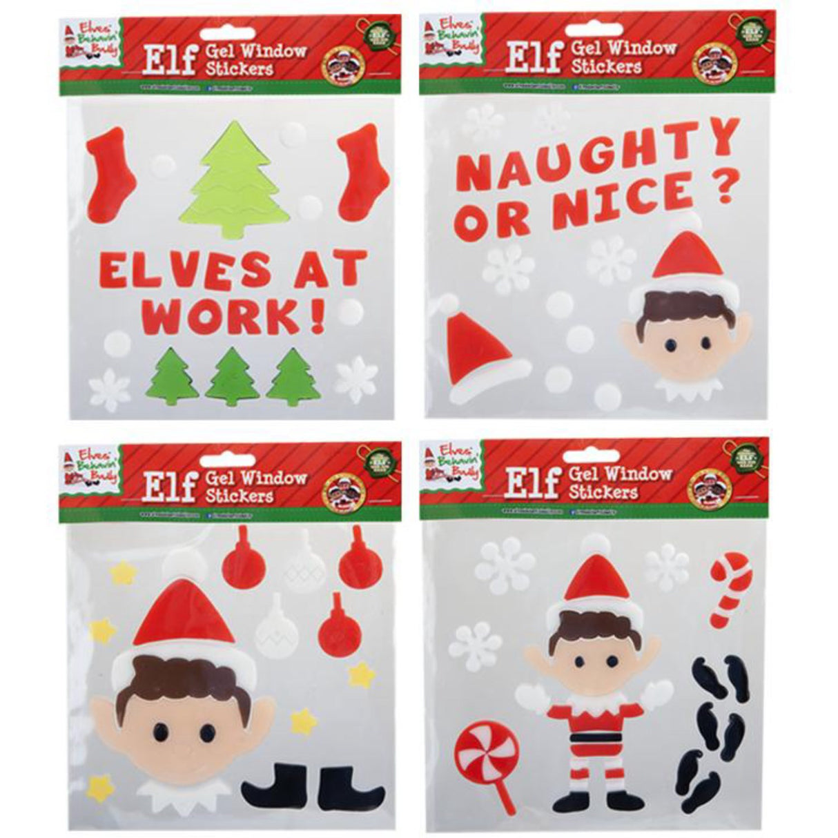 Elves Behavin' Badley Elf Gel Sticker Set 4 Asst.