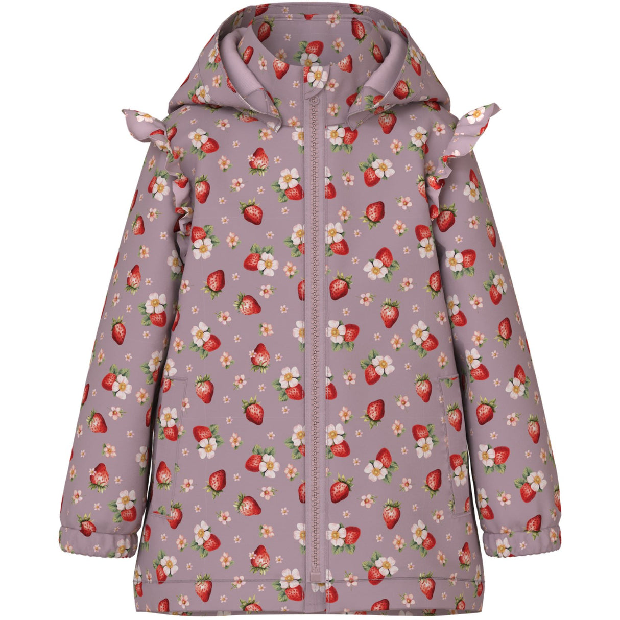 Name It Keepsake Lilac 1 Strawberry Nmfmaxi Jacket Li Frill Aop