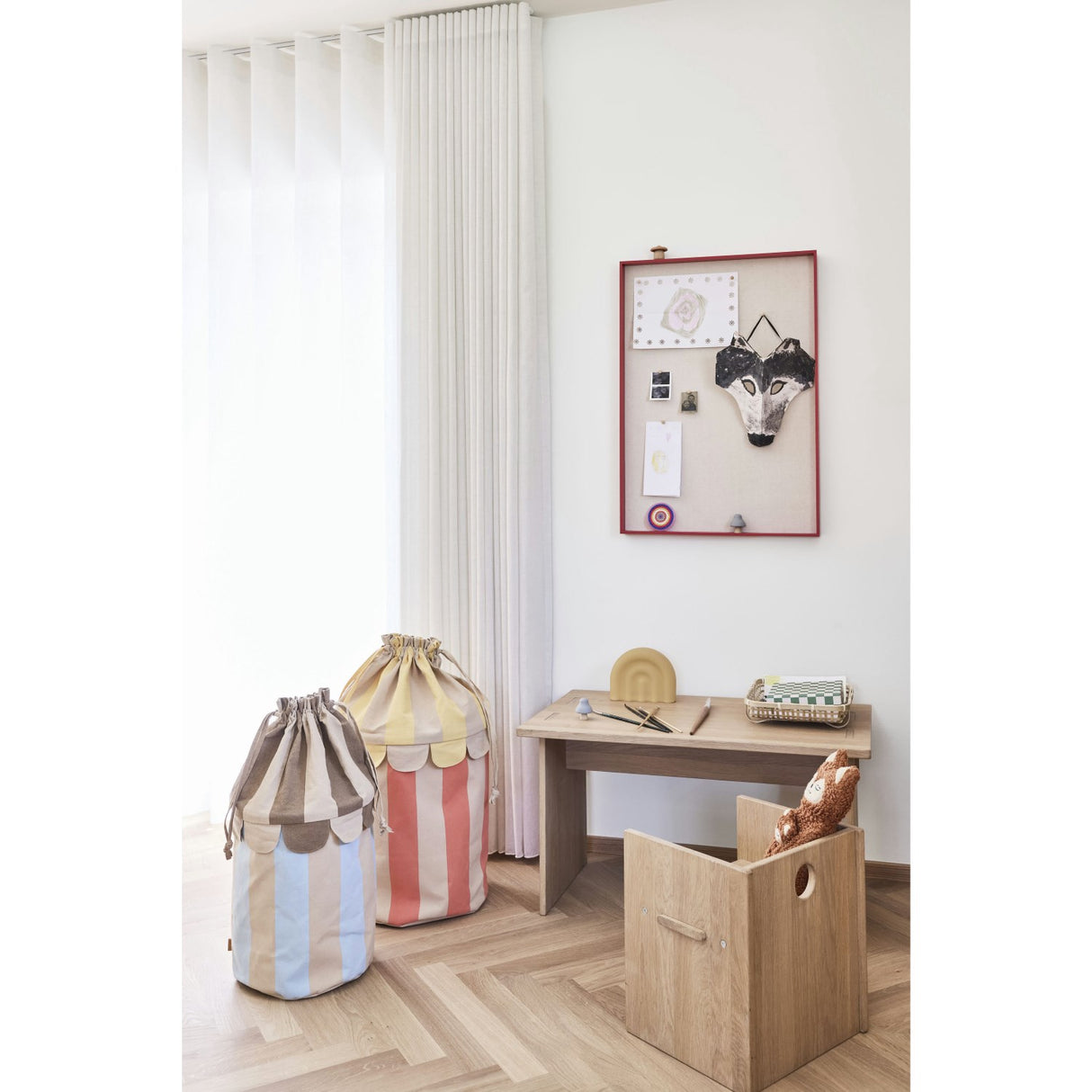 OYOY Ice Blue/Red Saga Basket Set Of 2