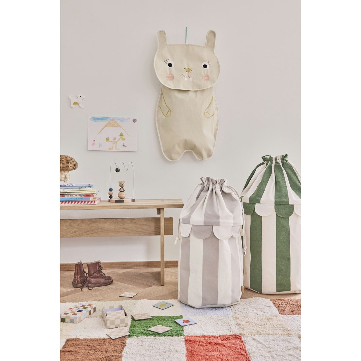 OYOY Clay/Green Saga Basket Set Of 2