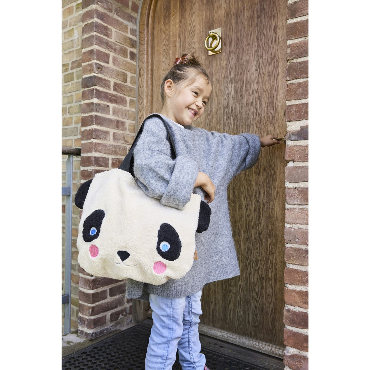 OYOY White/Black Darling Panda Tote Bag