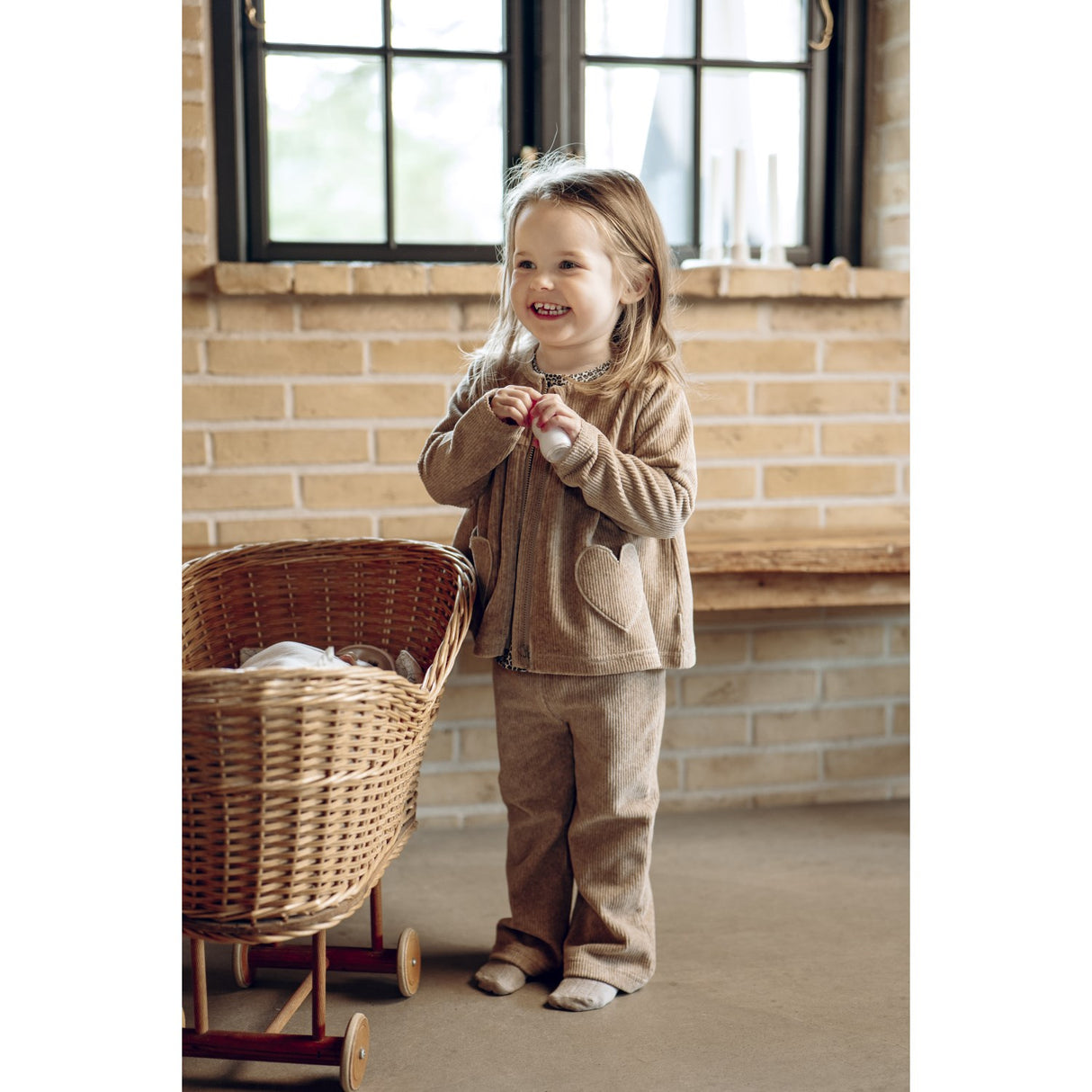 Hust & Claire Biscuit Thilde Ottoman Velour Solid