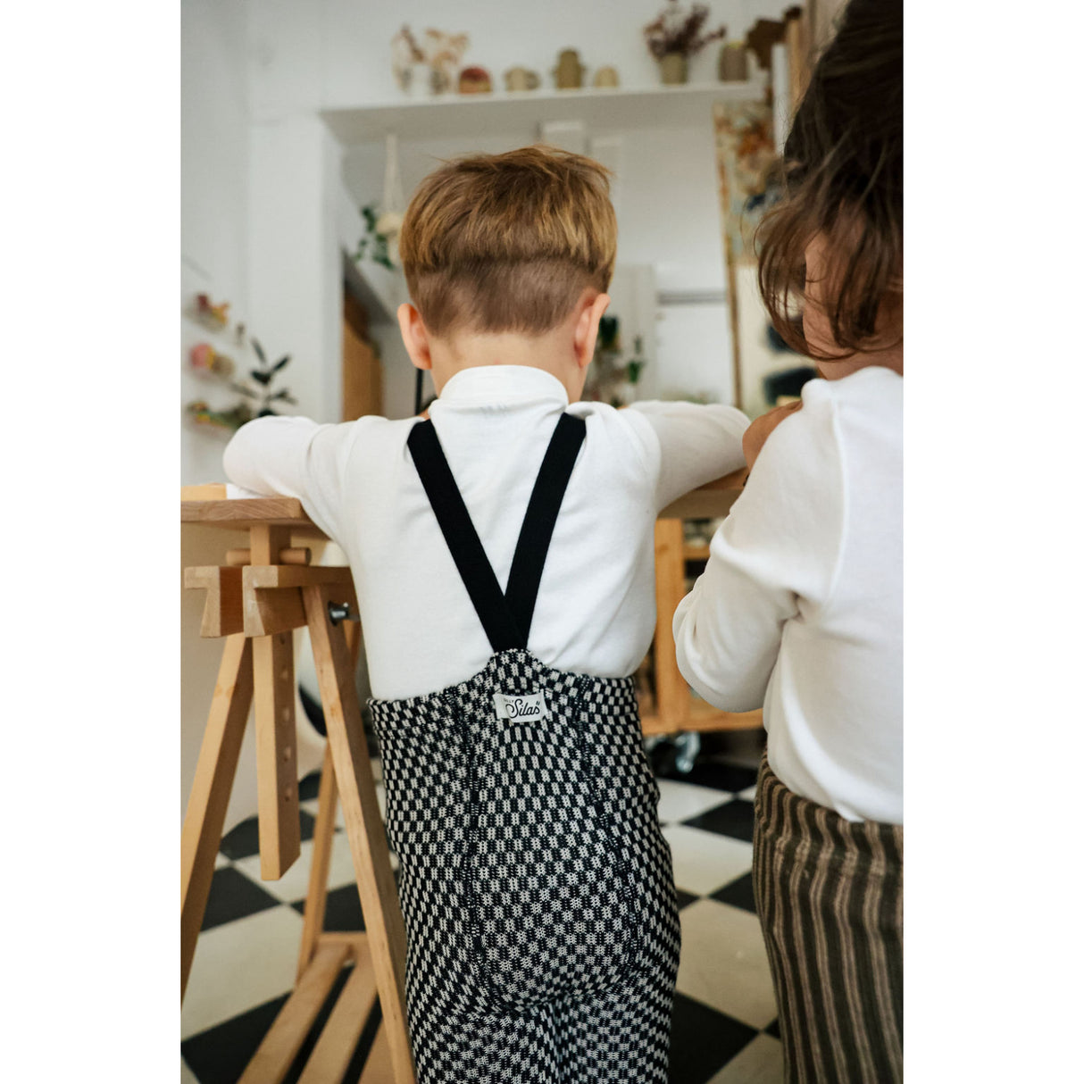 Silly Silas Black X White Checked Special Footless Tights