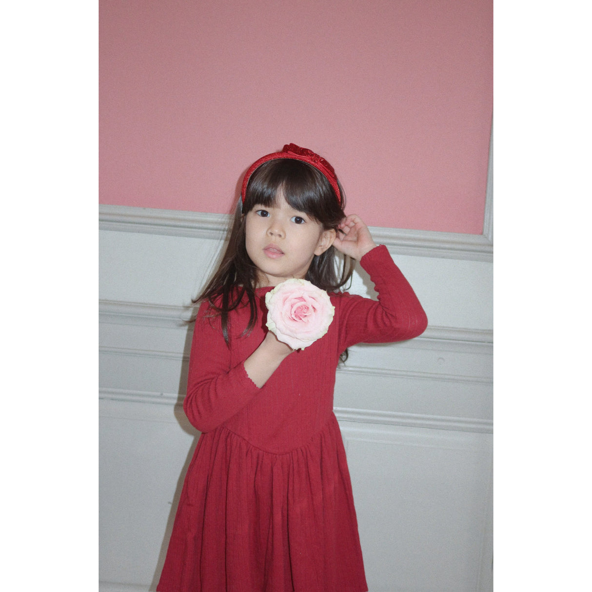 Konges Sløjd Red/Glitter Velvet Bow Hairbrace