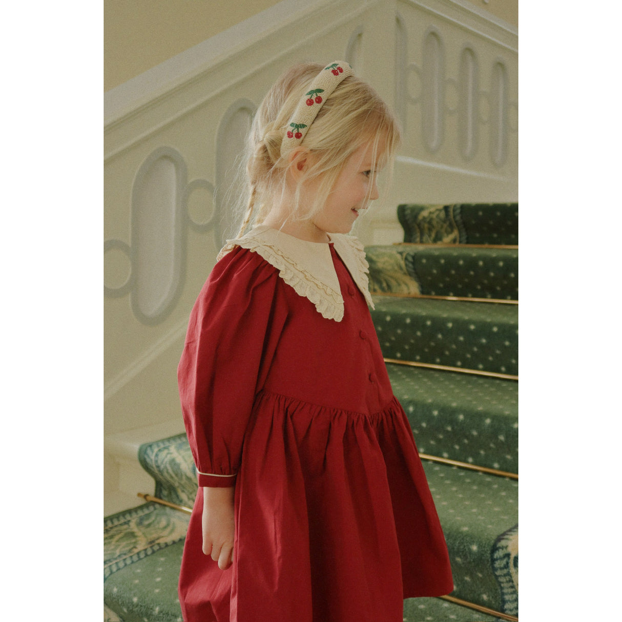 Konges Sløjd Red Dahlia Coeur Collar Dress Gots